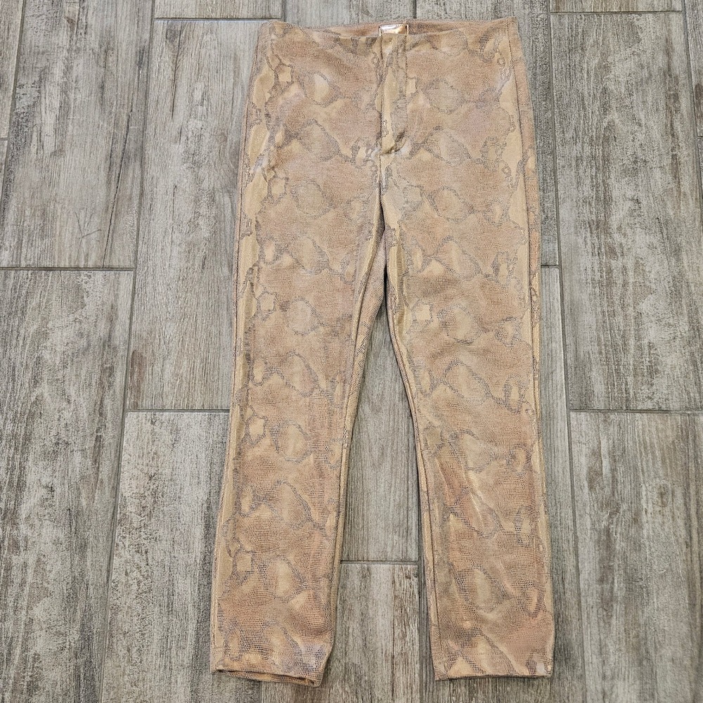 MOTHER High Waisted Seamless Looker Ankle Snakeskin Size 29 Metallic Tan Stretch